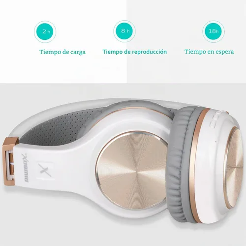 Vista 3 de Auriculares Bluetooth Riwbox, XBT-80 Auriculares Bluetooth estéreo plegables inalámbricos sobre la oreja con micrófono y control de volumen