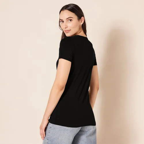 Vista 4 de Tienda Essentials Women's Regular-Fit Short-Sleeve T-Shirt (Crewneck and V-Neck Options), Multipacks