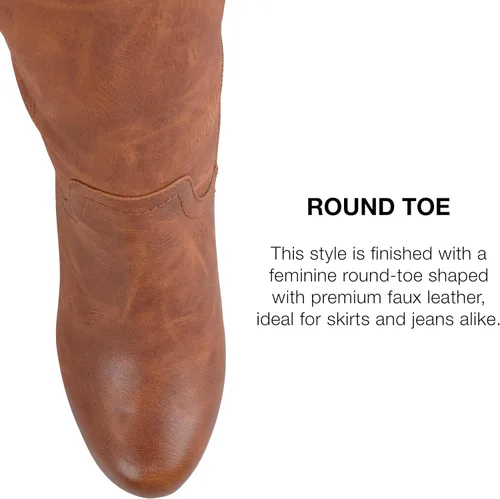 Vista 4 de Journee Collection Botas largas para mujer con tacón de cuña y cremallera interior, color marrón, 8, Marrón