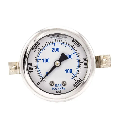 Vista 12 de PIC Gauges 203L-204M Medidor de presión relleno de glicerina con abrazadera en U con carcasa SS/bisel, internos de latón, lente de PC, dial de 2