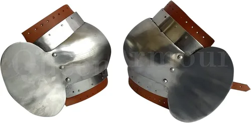 Vista 2 de Policías de rodilla de acero Armadura medieval Protección de rodilla Armadura histórica Rodilla Policías de acero para protección Renacimiento