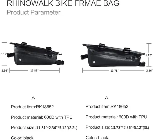 Vista 2 de Rhinowalk Accesorios Profesionales de Ciclismo - Bolsa Triangular Impermeable para el Marco de la Bicicleta, Bolsa para el Tubo Inferior