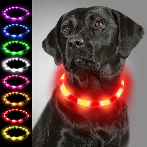 Vista 10 de Joytale - Collar de perro con luz LED, de silicona cortada para ajustar, resistente a la lluvia, color azul Soft Skin-Friendly Won't Chafe, 360°