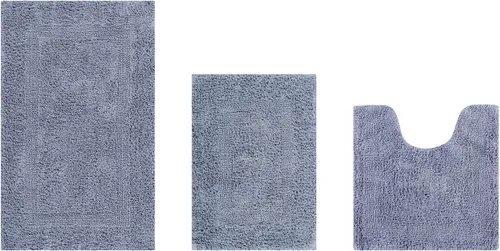 Vista 252 de Better Trends - Juego de 2 alfombras de baño 100% algodón, extra suaves, con borlas, de 17" x 24", alfombra de baño superabsorbente y reversible