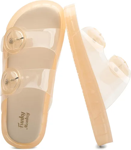 Vista 33 de FUNKYMONKEY - Sandalias bajas cómodas para mujer, hechas de etilvinilacetato, ajustables con hebilla doble