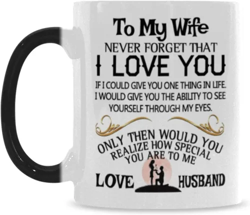 Vista 2 de Taza de cerámica de 11 onzas con texto en inglés «To My Wife Never Forget That I Love You», taza de café o tazas de té de oficina para cumpleaños