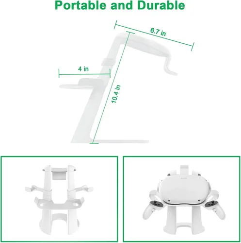 Vista 7 de NexiGo VR Stand with Controller Holder VR Headset Display Stand and Controller Mount Station for Oculus Quest 12 Oculus Rift S Oculus Rift White