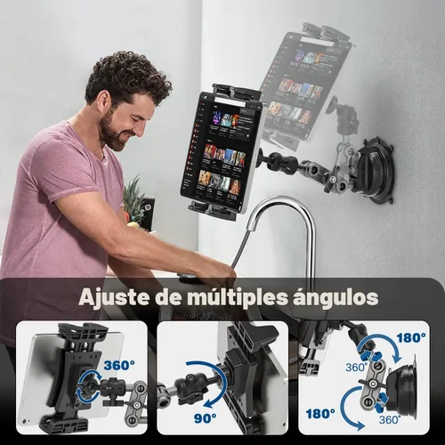 Vista 5 de Soporte de tableta para camión, soporte de tableta de automóvil, resistente súper ventosa/base adhesiva, soporte para iPad para salpicadero