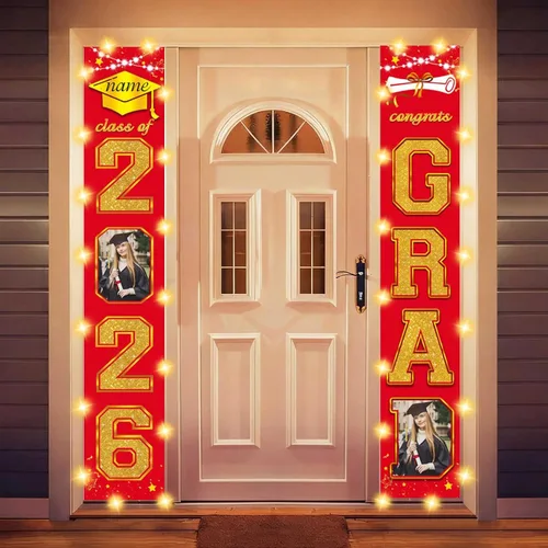 Vista 35 de Decoraciones personalizadas para fiestas de graduación 2026 – Cartel de felicitación de graduación grande – Cartel de fondo de graduación