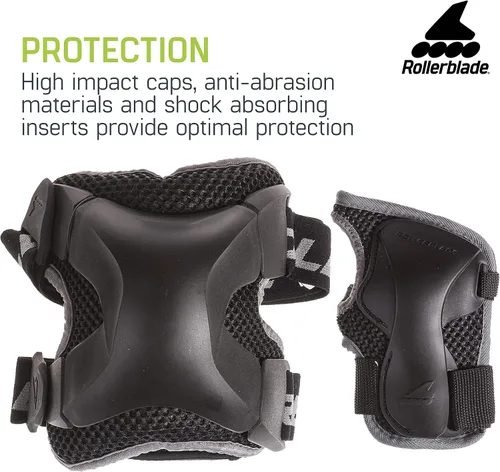 Vista 4 de Rollerblade X Gear - Paquete de 3 equipos de protección, rodilleras, coderas y muñequeras, patinaje en línea, protección multideportiva, unisex