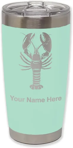 Vista 7 de LaserGram Vaso aislado al vacío de 20 onzas, langosta, grabado personalizado incluido (negro)