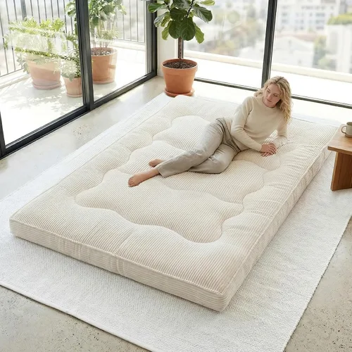 Vista 10 de cidludto Colchón de futón japonés de tamaño individual, sofá cama de 4 pulgadas, colchón de suelo para adultos, tapete de tatami más grueso, Negro