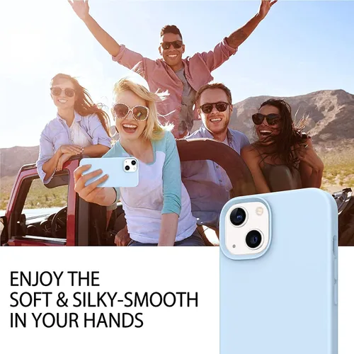 Vista 8 de Telaso Funda compatible con iPhone 13, silicona líquida de gel suave para iPhone 13, funda delgada con forro de microfibra a prueba de golpes, Azul
