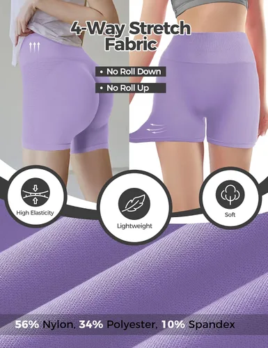 Vista 6 de Buauty Pantalones cortos de gimnasio para mujer, pantalones cortos de entrenamiento de yoga sin costuras, cintura alta de 3.6 pulgadas, pantalones