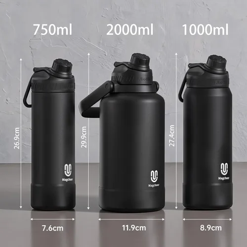 Vista 3 de Botella de agua aislada de 24 onzas, acero inoxidable al vacío de doble pared, diseño de boca ancha, botella reutilizable a prueba de fugas