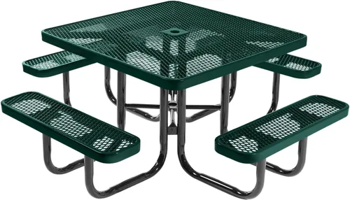Vista 100 de COATEDOUTDOORFURNITURE Mesa de picnic cuadrada de 46 pulgadas, expandida, color negro