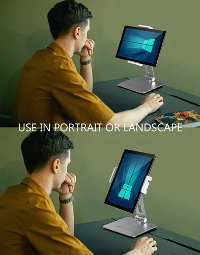 Vista 3 de Inifispce Soporte de tableta ajustable multiángulo y soporte de tableta de aleación de aluminio pesado para pantalla de 4.7 '' a 13'' Microsoft
