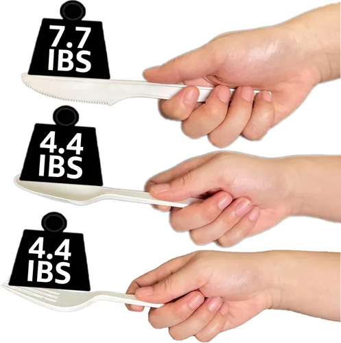 Vista 6 de MISISIPI Juego de utensilios compostables de 150 unidades, resistente con certificación BPI, tenedores desechables sin plástico, cucharas, cuchillos