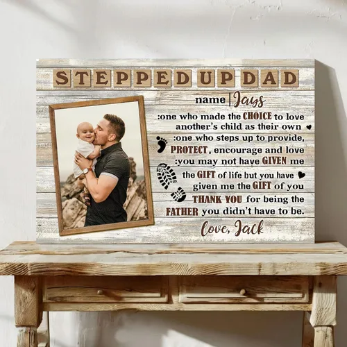 Vista 19 de Lienzo personalizado para papá con fotos, lienzo para el día del padre de parte de la hija, regalos de papá de parte de un hijo, arte de pared feliz