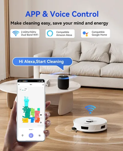 Vista 9 de Robot aspirador 20,000 Pa Robot aspirador y trapeador, robot de vacío de 90 días de autovaciado, navegación Lidar, robot aspirador de aplicación