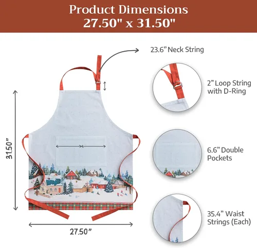 Vista 1086 de Maison d' Hermine Delantales para mujer con bolsillo, 100% algodón (27.50 x 31.50 pulgadas)