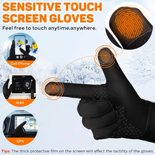 Vista 4 de AURUZA Guantes de invierno para mujeres y hombres para clima frío, guantes de ciclismo de invierno de 14 F para hombres y mujeres con dedos