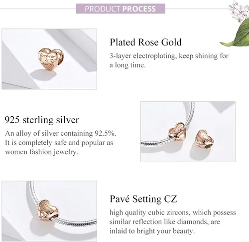 Vista 6 de Abalorios de ángulo de amor de plata de ley 925 con forma de corazón de amor a mano en ángulo de cuatro hojas de trébol para pies de bebé para mujer