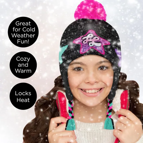Vista 7 de Nickelodeon Sombrero de invierno para niñas, conjunto de guantes para niños, gorro para niñas de 4 a 7 años
