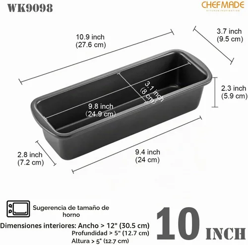Vista 2 de CHEFMADE Molde para pan de pan, sartén antiadherente para pastel de carne, 3 x 10 pulgadas, juego de 2