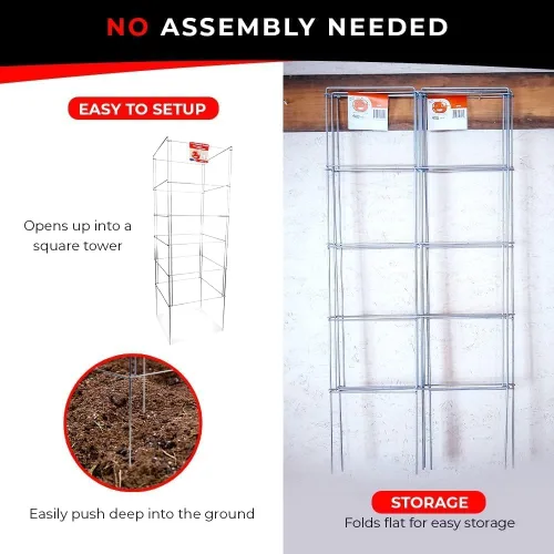 Vista 6 de Jaula de Vegetales Plegable Cuadrada Cedar Ridge – Soporte de Plantas de Alta Resistencia para Contenedores y Jardines de Espacios Pequeños – Ideal