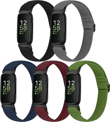 Vista 8 de Bandas elásticas de nailon compatibles con Fitbit Inspire 3/Inspire 2/Inspire HR/Inspire/Ace 3/Ace 2, correas elásticas ajustables suaves