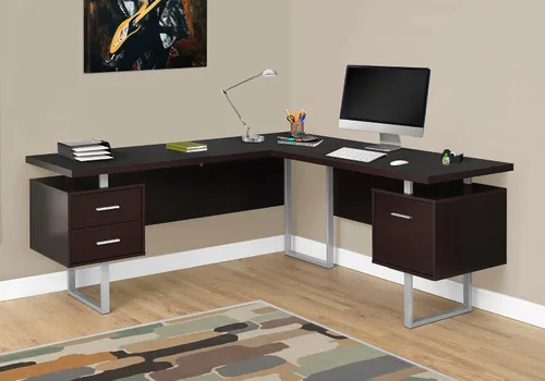 Vista 2 de Monarch Specialties Computadora 70"L Escritorio Izquierdo o Derecho Orientado - Capuccino