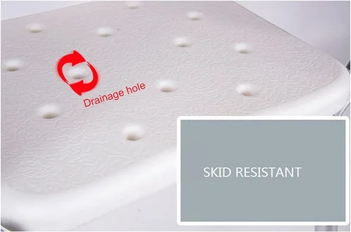Vista 5 de Banco de baño, taburete de ducha resistente de aluminio de longitud ajustable, asiento de baño adecuado para bañeras con un ancho de apertura de 23