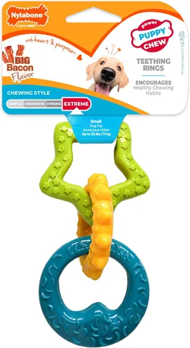 Vista 20 de Nylabone Puppy Chew - Hueso de perro con textura azul para dentición