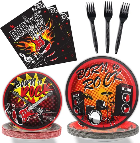 Vista 25 de gisgfim 96 piezas de suministros para fiesta de cumpleaños de 18 años, platos de papel, servilletas, hora de ser adulto, rojo y negro, juego