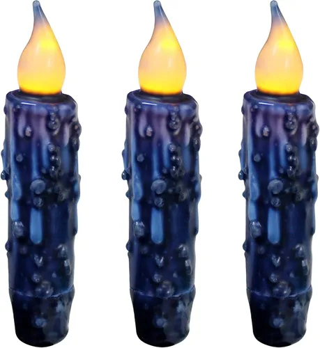 Vista 27 de CVHOMEDECO. Velas de cera real sumergidas a mano con temporizador LED con pilas, velas cónicas sin llama primitivas del país, 4-3/4 pulgadas, negro