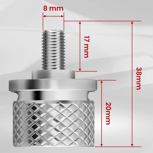 Vista 7 de Tornillo de perno de asiento de guardabarros moleteado inoxidable 1/4"-20 rosca compatible con Harley 1996-2026 Sportster Dyna Softail Touring CVO