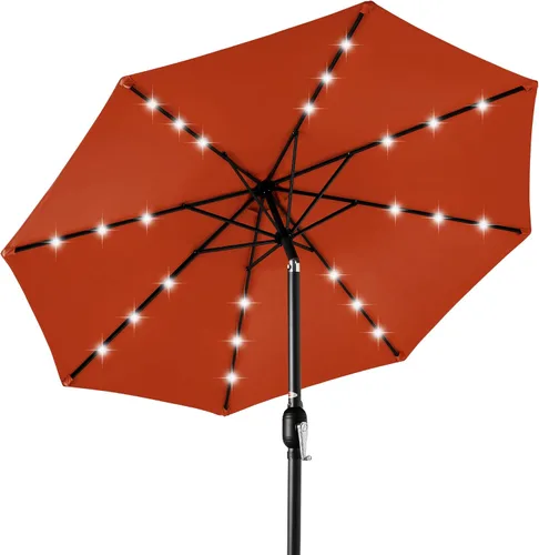 Vista 67 de Best Choice Products Sombrilla de Patio Solar de Poliéster con Luz LED de 10 pies con Ajuste de Inclinación y Tela Resistente a los Rayos UV - Gris