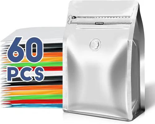 Vista 20 de Bolsas de café con válvula (60 piezas, 4 onzas, 0.25 libras) Bolsas de embalaje de granos de café ventiladas con alta barrera de papel de aluminio