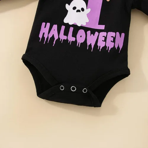 Vista 8 de DOMOABEI My First Halloween - Conjunto de bebé niña recién nacida falda calabaza mameluco 0-18 meses Púrpura