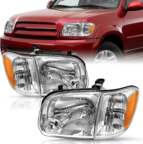 Vista 16 de Conjunto de faros delanteros TUSDAR para Toyota Tundra 2005-2006 Doble/Crew Cab Carcasa negra