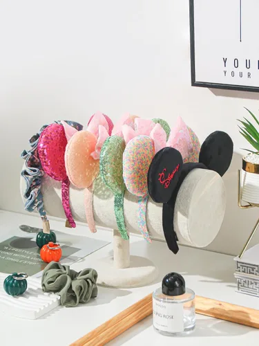 Vista 3 de Coward Organizador de diadema beige T-Bar, soporte de exhibición de banda para el cabello, estante de almacenamiento para niñas y mujeres