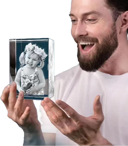 Vista 2 de Foto de cristal 3D, regalos personalizados para esposa, mujer, mamá, papá, hombres, ella, él, gran regalo personalizado con tu foto, imagen