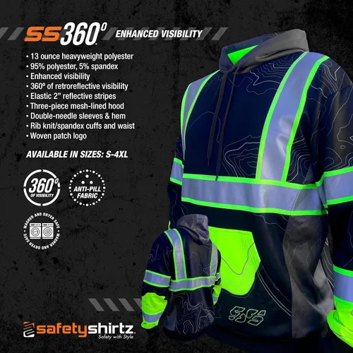 Vista 5 de SafetyShirtz Sudadera con capucha SS360 Topo Stealth - Visibilidad mejorada, color negro
