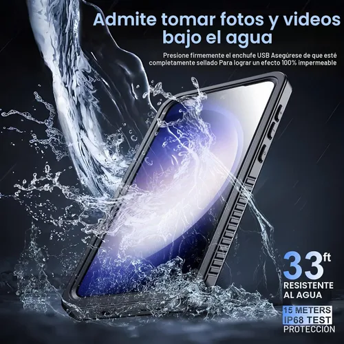 Vista 3 de Temdan Funda para Samsung Galaxy S23, Impermeable con Protector de Lente y Pantalla Incorporado [Cuerpo Completo Resistente a Golpes][Resistente a