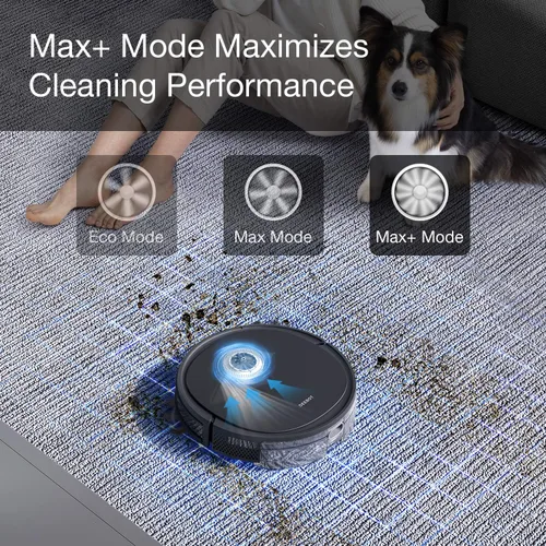 Vista 5 de ECOVACS DEEBOT OZMO U2 Pro Robot aspirador 2 en 1 aspiradora y trapeador, cepillo sin enredos, ideal para pelo de mascotas, zonas prohibidas, tiempo