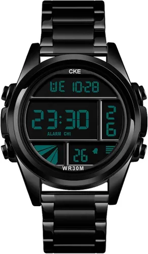 Vista 2 de CKE Reloj digital para hombre con esfera grande y alarma de cronómetro