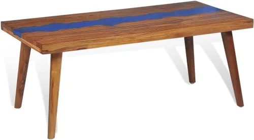 Vista 8 de mesa de Centro para sala Mesas de centro Mesa de centro de resina de teca de 39.4 x 19.7 x 15.7 pulgadas, adecuada para salas de estar, balcones