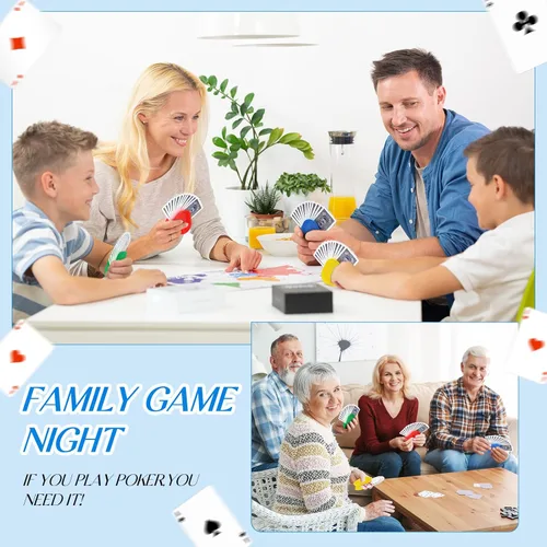 Vista 4 de Syhood 4 soportes para cartas de juego para niños, bandeja de póquer de plástico para adultos, bandeja de póquer gratis para feliz año nuevo, juego