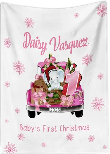 Vista 10 de callie Manta de Navidad Personalizada para Niños y Adultos, Manta Decorativa de Franela/Sherpa Suave y Acogedora con Nombre e Inicial Personalizada